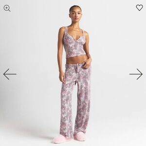 SKIMS Pink and Gray Pajama Set